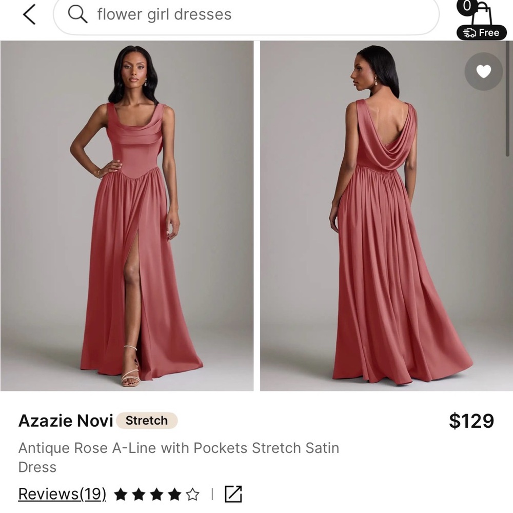 Azazie Maxi Dress in Antique Rose with Cowl Back
